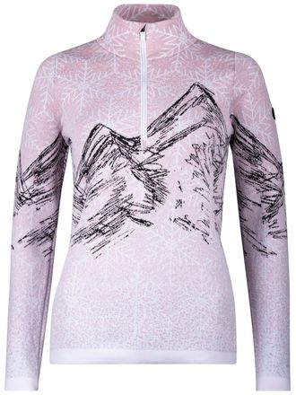 Newland Long Sleeve Half-Zip Top With Snowflake Pattern And Mountain Graphic