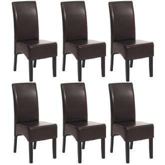 Hhg Hhg - Nunca Usado] Lote De 6 Sillas De Comedor Silla De Cocina Silla Latina, Cuero, Marr&oacute;n, Patas Oscuras