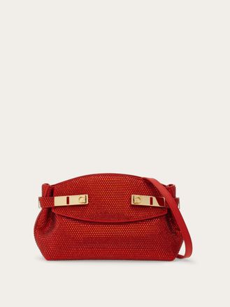 Ferragamo Women Hug soft crossbody bag with crystals (XS) Red