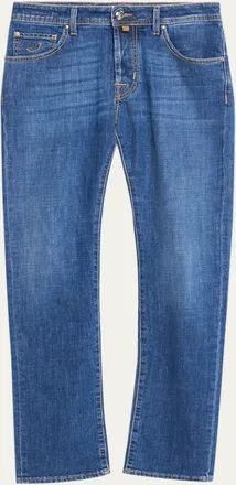 Jacob Cohen Mens Slim Straight-Leg Medium-Wash Denim Jeans