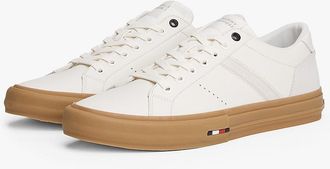 Tommy Hilfiger Mens Leather Low-Top Sneaker - Ecru - US 11.5 / EU 45