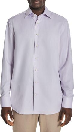 Jack Victor Adlam Solid Herringbone Dress Shirt in Lilac at Nordstrom Rack, Size 17.5