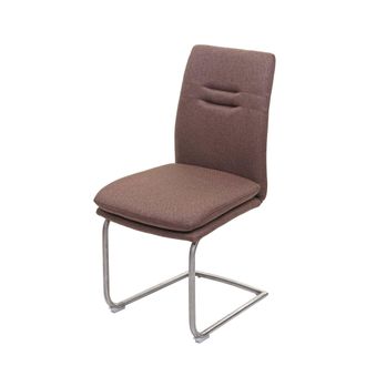 Hhg Hhg - Silla De Comedor 927, Silla De Cocina Sill&oacute;n Cantilever, Tela/textil Acero Inoxidable Cepillado, Marr&oacute;n
