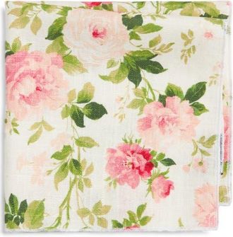Clifton Wilson Pink & Olive Floral Cotton Pocket Square at Nordstrom