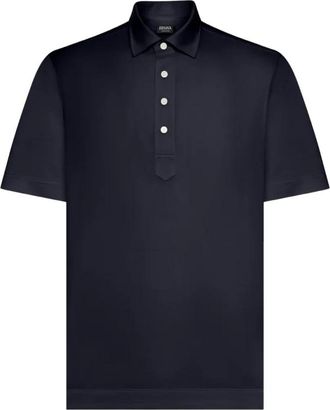 Ermenegildo Zegna Silk/cotton Polo Shirt - Heren - Polos - Blauw - XL - Katoen - Tops