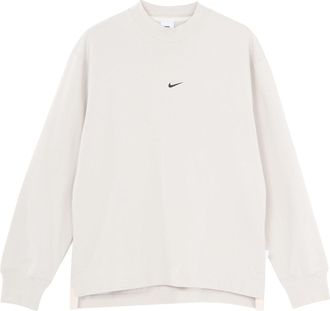 Nike Mens Nike Logo Pattern Loose Round Neck Long Sleeves Autumn Beige T-Shirt DD7029-072