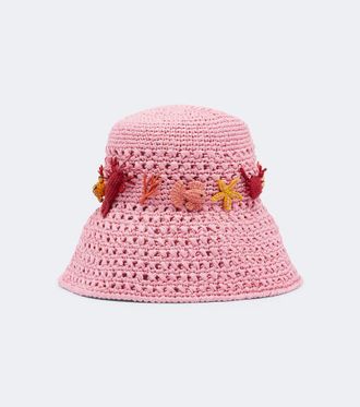 Aquazzura Embellished crochet bucket hat