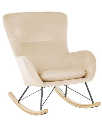 Beliani Silla mecedora terciopelo beige