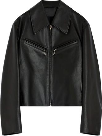 Christophe Lemaire Giacca in pelle con zip - Marrone