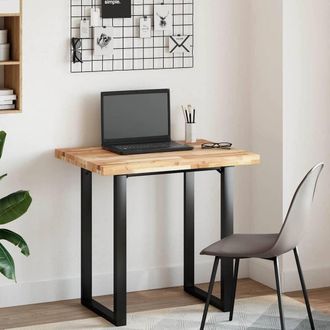 Berkfield Home Desk Top Untreated 100x60x4 cm Solid Wood Acacia in Brown | Size: 100 x 60 x 4 cm