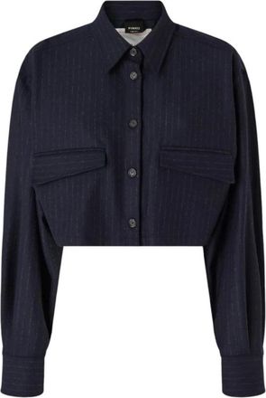 Pinko Camicia Crop - Dames - Overhemden - Blauw - M/L - Katoen - Overhemden