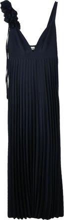 P.A.R.O.S.H. Blue Fluid Ruched Polyester Maxi Dress