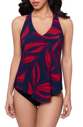 Magic Suit By Miraclesuit Taylor Rossobleu Leaf Print Tankini Top in Blue Multi at Nordstrom, Size 10