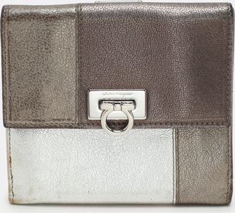 Ferragamo Metallic Block Color Leather Gancini Bifold Wallet