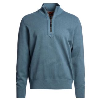 Parajumpers Mens Basic Scoe Marine Blue Half Zip Sweatshirt Cotton - Size Large