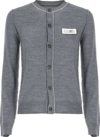 Maison Margiela Grey Contrast Trim Button-Up Knit Cardigan
