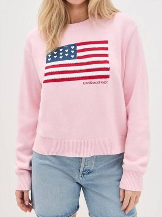 LoveShackFancy Ty Flag Pullover Sweatshirt In Pink