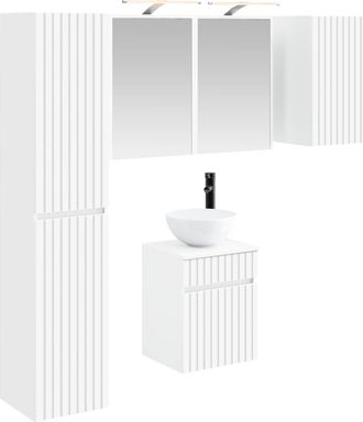 vidaXL Juego De Muebles De Ba&ntilde;o 5 Uds. Blanco Madera De Ingenier&iacute;a Vidaxl