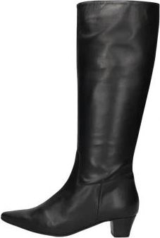 Stefano Lauran Elegante Zwarte Kniehoge Laarzen - Dames - Laarzen met Hak - Zwart - 43 EU - Wol - Schoenen