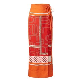 Malo Pantalones cruzados de pierna ancha - Trousers - Mujer - Naranja - S