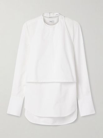 Wardrobe.NYC Camicia Convertibile A Strati In Popeline Di Cotone Con Fibbia - Bianco