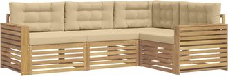 vidaXL Conjunto De Sof&aacute;s De Exterior 4 Uds. Y Beige Poli&eacute;ster Vidaxl