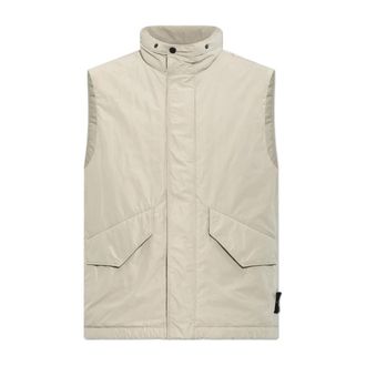 Stone Island Ge&iuml;soleerd Vest Met Opstaande Kraag - Heren - Bodywarmers - Grijs - L - Leer - Jassen