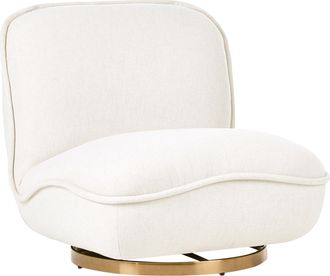Beliani Sill&oacute;n Giratorio Elegante Tapizado De Tela Base De Acero Dorado Sin Reposabrazos Sal&oacute;n Dormitorio Blanco Crema Muren
