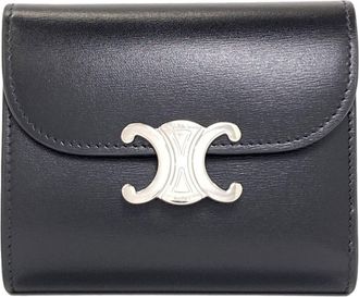 Celine Black Leather Wallet (Tri-Fold) (Pre-Owned)