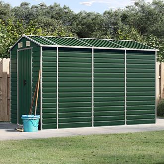 Berkfield Home Garden Shed Green 191x300x198 cm Galvanised Steel | Size: 191 x 300 x 198 cm