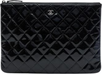 Chanel Pre-owned Quilted Patent Clutch - Dames - Vintage Clutch - Zwart - ONE Size - Leer - Vintage