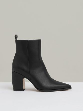 Reiss Black Leather Blocked Heel Ankle Boots, 5