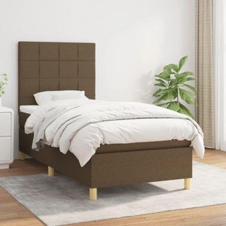 vidaXL Cama Box Spring Con Colch&oacute;n Tela Marr&oacute;n Oscuro 90x190 Cm Vidaxl