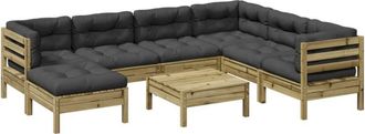 vidaXL Set De Sof&aacute;s Jard&iacute;n 8 Pzas Con Cojines Madera Pino Impregnada Vidaxl