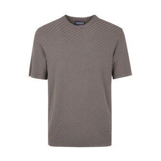 Emporio Armani Round-neck Knitwear, male, Gray, Size: 2XL Round-neck Knitwear