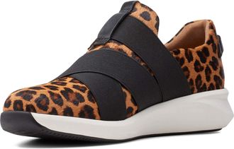 Clarks Womens Un Rio Strap Sneaker, Leopard Pony Hair Leather, Size 5.5
