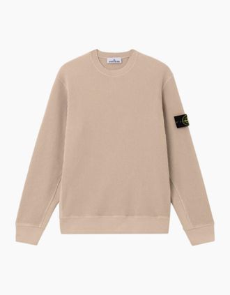 Stone Island Mens Stone Island Organic Cotton Waffle Fleece Desert Beige Sweatshirt - Cream - Size: 40