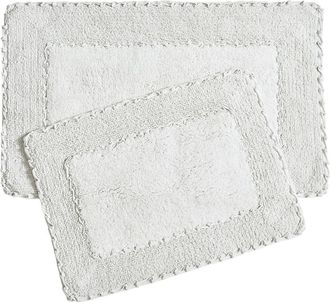 Laura Ashley Ruffle Cotton 2-Piece Bath Mat Set in Light Grey at Nordstrom Rack