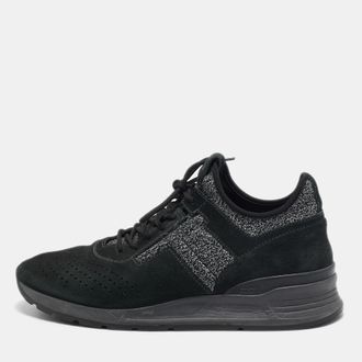 Tod's Tods Black/grey Knit Fabric And Suede Lace Up Sneakers