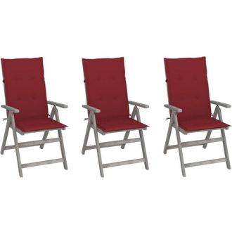 vidaXL Sillas Reclinables Jard&iacute;n Y Cojines 3 Uds Madera Maciza Acacia Vidaxl