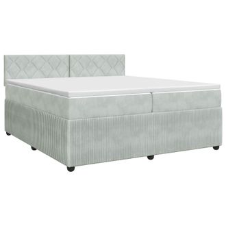 vidaXL Cama Box Spring Con Colch&oacute;n Gris Claro 200 X 200 Cm Terciopelo Vidaxl
