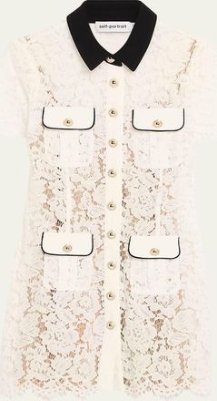 Self Portrait Floral Lace Mini Shirtdress