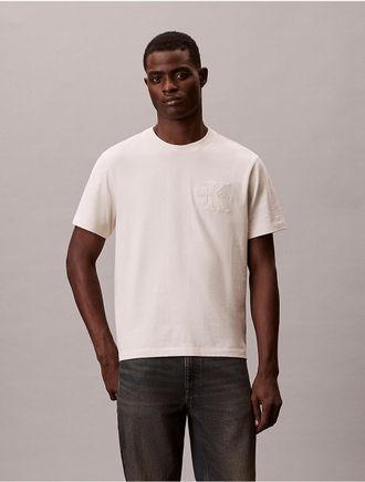 Calvin Klein Jeans Calvin Klein Mens Velvet Monologo Relaxed T-Shirt - White - XL