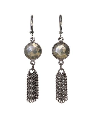 Rachel Reinhardt Jewelry Plated Silver Pyrite Drop Earrings