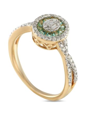 Luxury Bazaar 14K yellow gold diamond and emerald ring