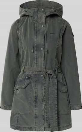 Khujo Jacke mit Bindeg&uuml;rtel Modell PREA in Khaki, Gr&ouml;&szlig;e XXL