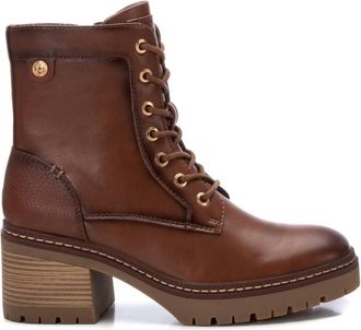 Xti Womens Combat Booties In Camel