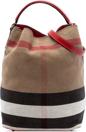 Burberry Pre-owned Burberry Medium Mega Check Canvas Ashby Bucket Bag Ladies TWGAIB8IP394TOQ9