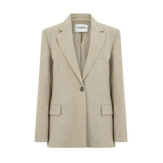Iceberg Jas met logodetail - Dames - Jassen - Beige - Maat: XS Wol