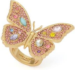 Kurt Geiger Pav&eacute; Butterfly Cocktail Ring in Gold/Multi at Nordstrom, Size 7